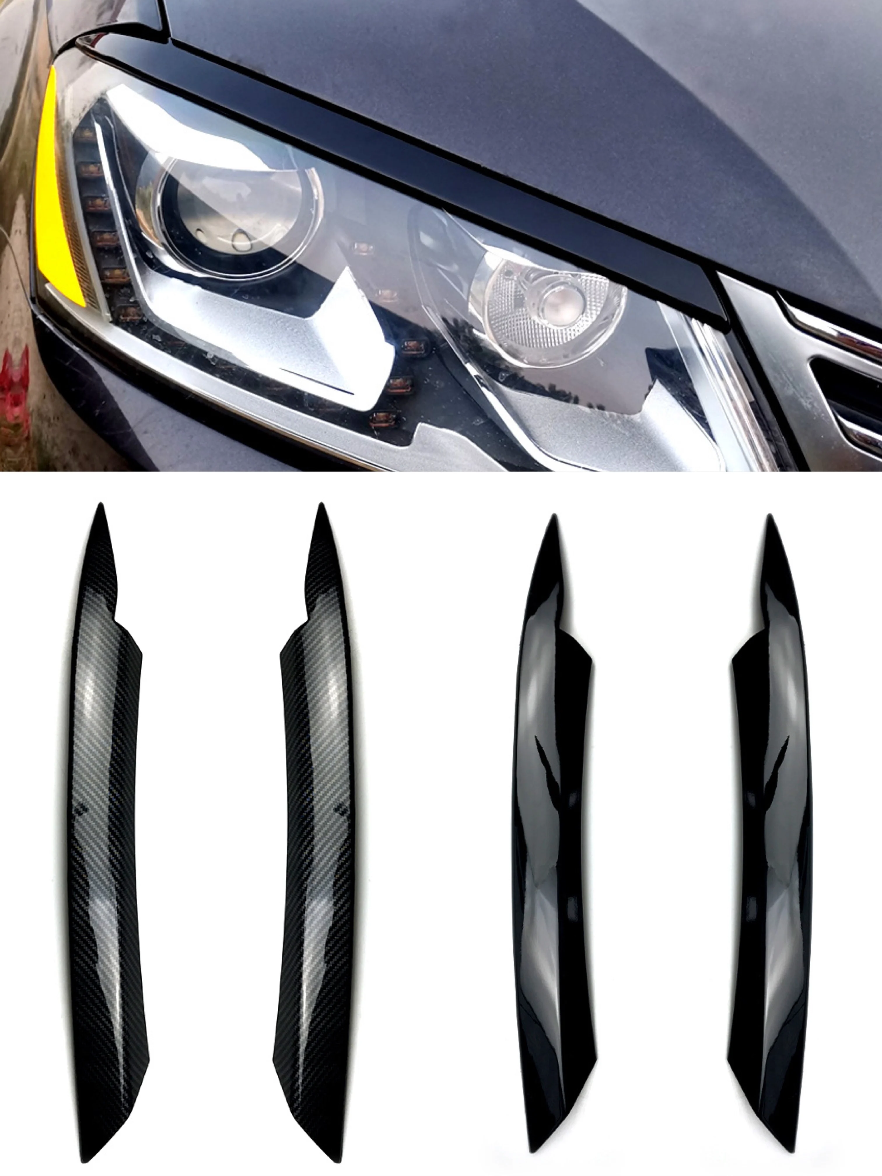 

2pcs For VW Passat B7 Headlight Eyebrows Lamp Cover Eyelid Cover Trim Sticker 2010 2011 2012 2013 2014