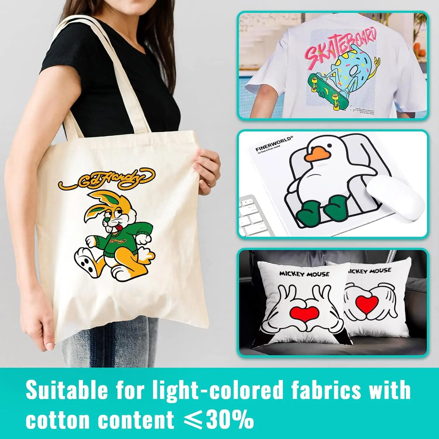 100 folhas de papel de sublimação para impressoras A4, 8,3 x 11,7 polegadas, 105 g/m2 para impressora jato de tinta, papel de sublimação de transferência de calor