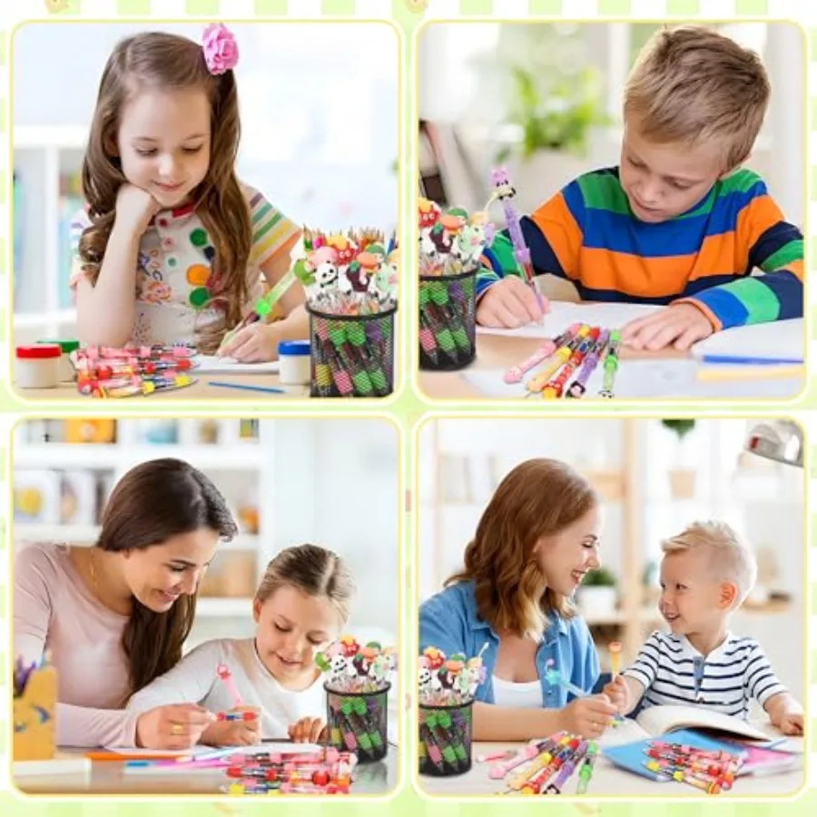 24PCS Mult Pen in One Fun 4in1 Cute Pens Bulk Kawaii Cool Ballpoint Pens for Fun Gifts