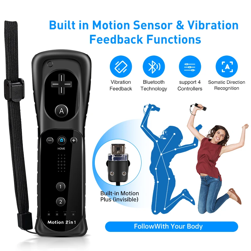 NEW 2 in 1 Wireless Gamepad For Nintendo Wii Control Set Motion Plus Remote Joystick Joypad for Nintendo Wii Games Controller