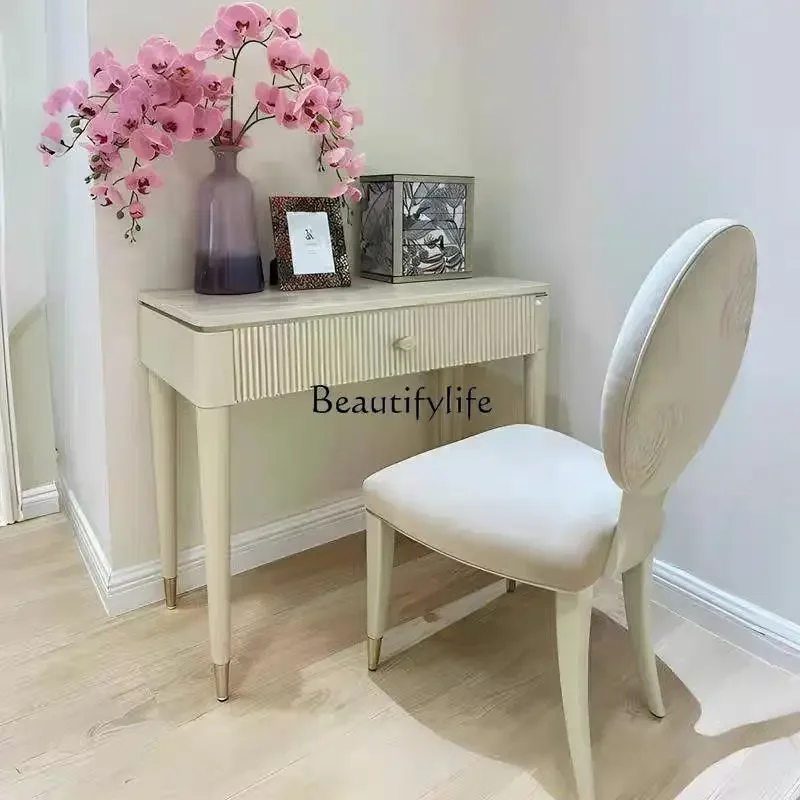 

3American light luxury dresser French retro romantic makeup stool with makeup mirror bedroom
