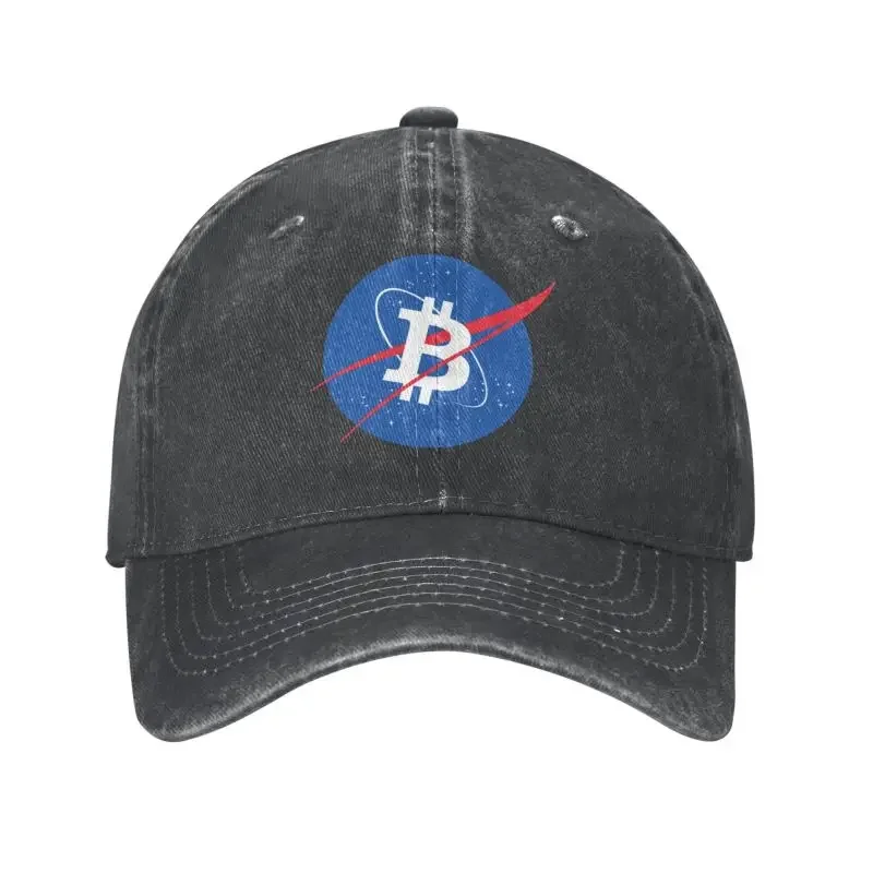 

Punk Cotton Bitcoin Space Moon Baseball Cap for Women Men Adjustable BTC Crypto Coins Dad Hat Sun Protection