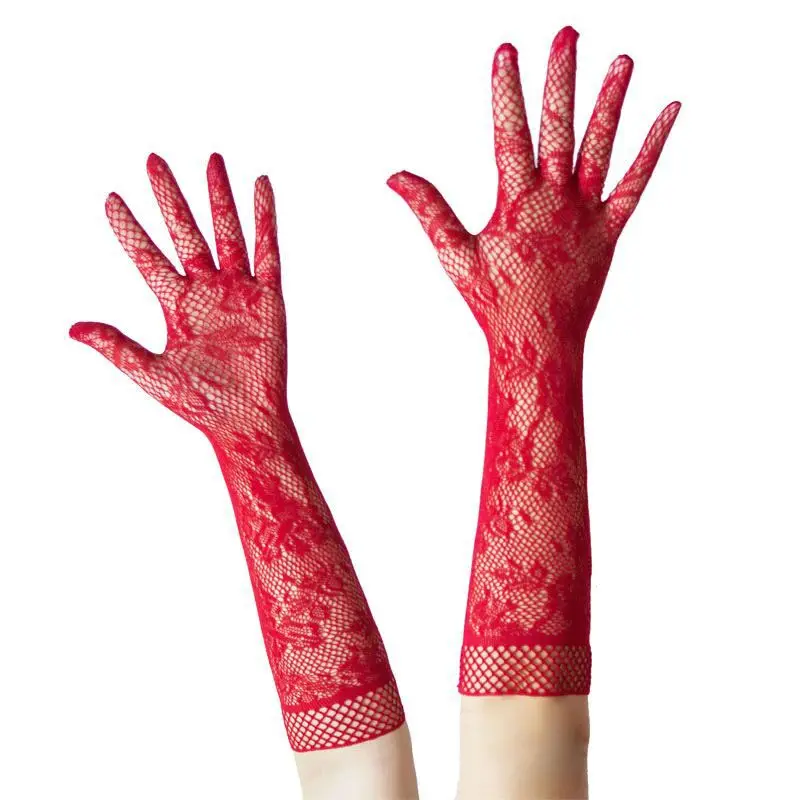 New sexy fishing net lace elastic gloves, bridal long sleeved gloves, etiquette gloves, sexy party gloves