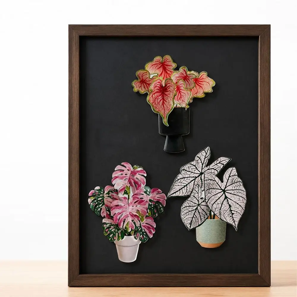 3D Artificial Plant Fridge Stickers Magnets Waterproof Rotatable Mini Artificial Plant Fridge Magnets DIY Realistic Leaf