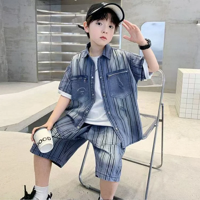

Children's Wear Boys' Summer Cowboy Set 2025 New Summer Sportswear Medium and Large Children's Fashion Two piece Set