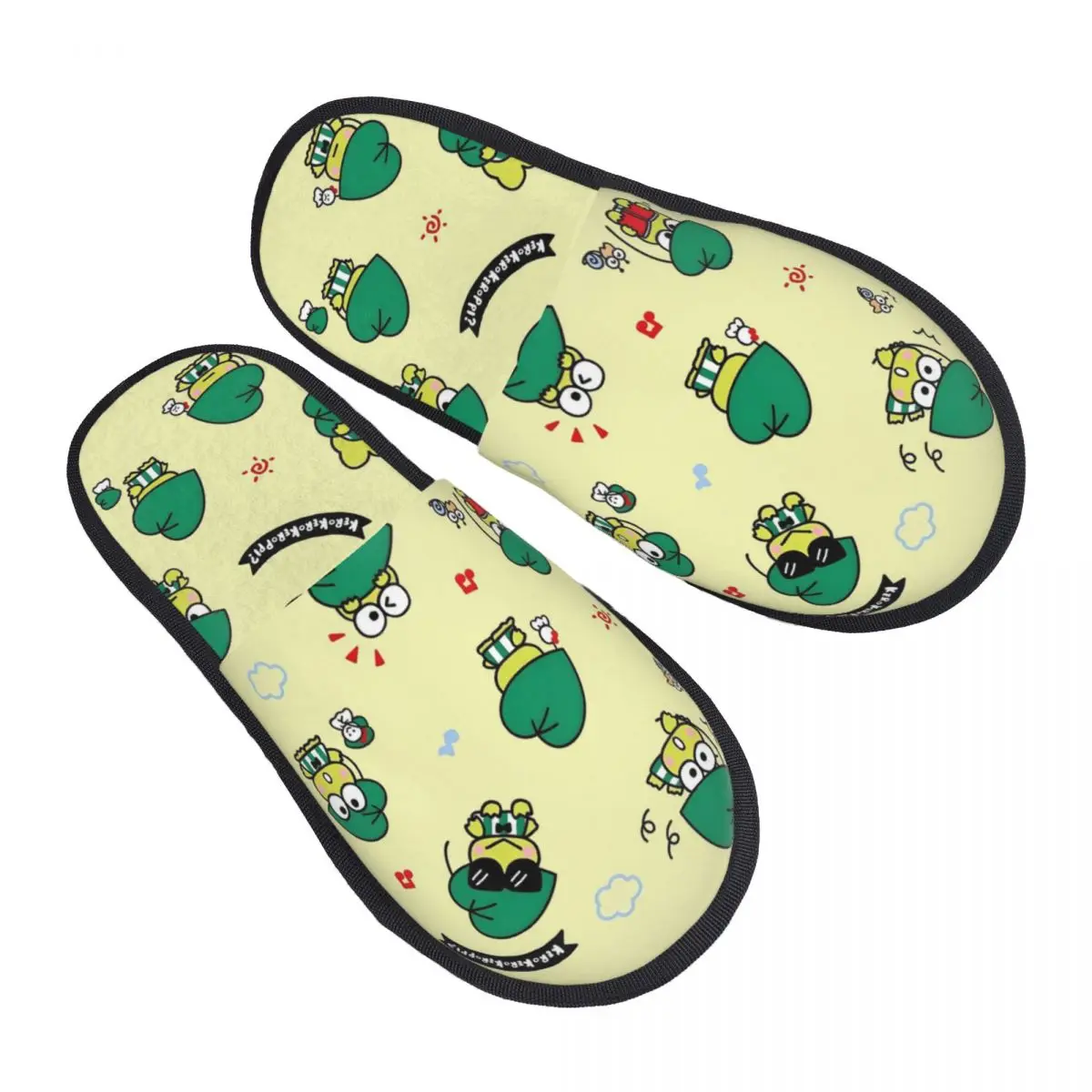 

Домашние тапочки KeroKeroKeroppi на заказ, женские уютные тапочки без шнуровки из пены с эффектом памяти и большими глазами, гостиничные тапочки