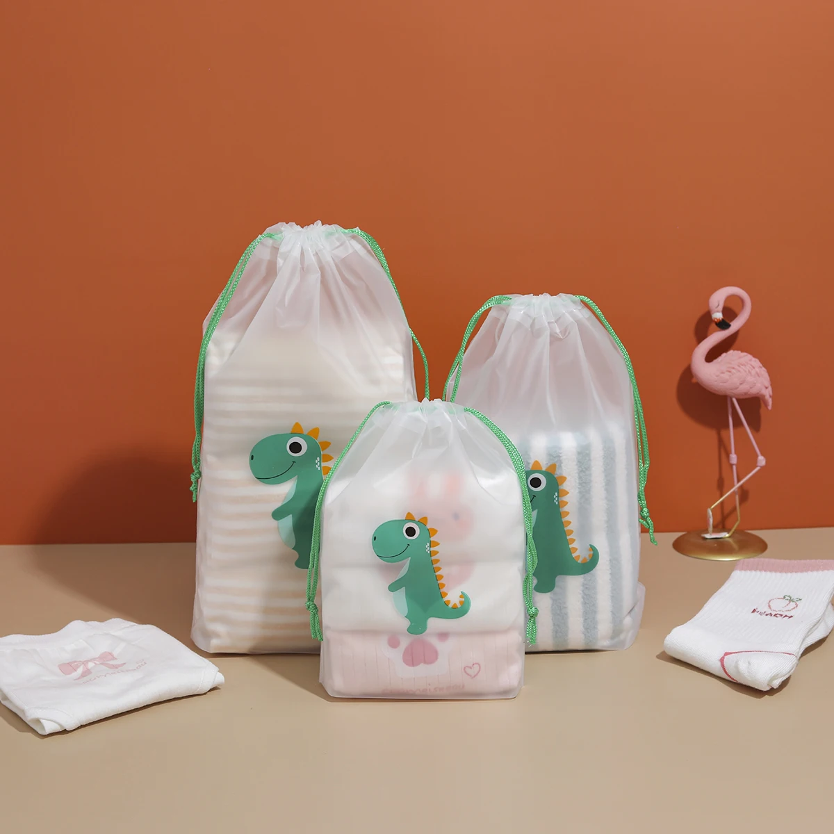 10 Stück Reise-Schuhtaschen, transparente Aufbewahrungsbeutel mit Kordelzug, Cartoon-Druck, tragbare Organizer für Männer und Frauen ﻿