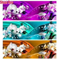 Grande pittura diamante viola verde marrone orchidee fiori pieno Sqaure rotondo 5d diamante ricamo fai da te natale Navidad 2022 regalo