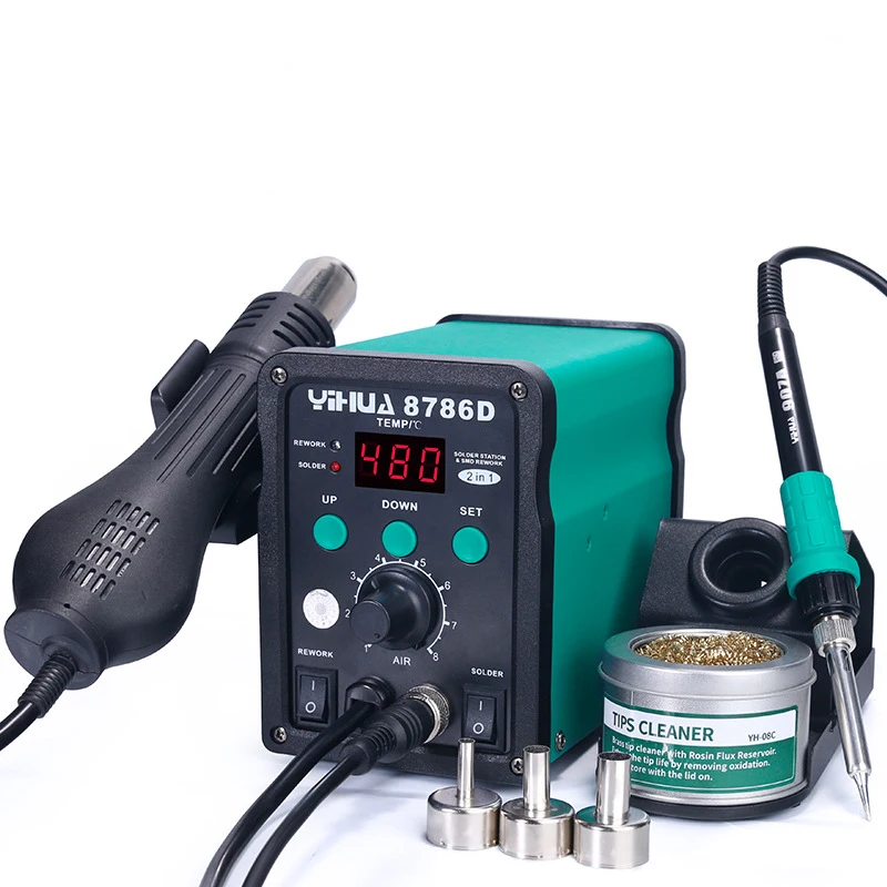 

220V 8786 Digital Display Adjustable Temperature Hot Air Gun Welding Station Two-In-One Constant Temperature Hot Air Gun