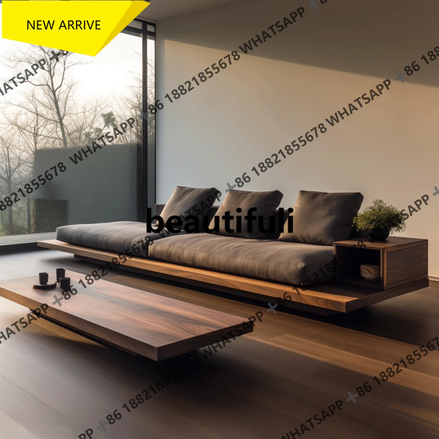 

M138 Song's Aesthetics Solid Wood Straight Row New North American Black Walnut Sofa White Ash Simple Living Room Villa Fabric So