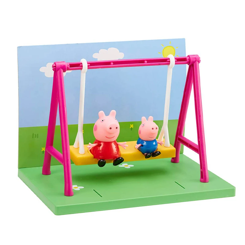 Peppa Pig Grandpa Pig's Train Track Set School Bus Playground Swing Slide Kitchen Bathroom Bedroom Living Room Twin Figure Pack