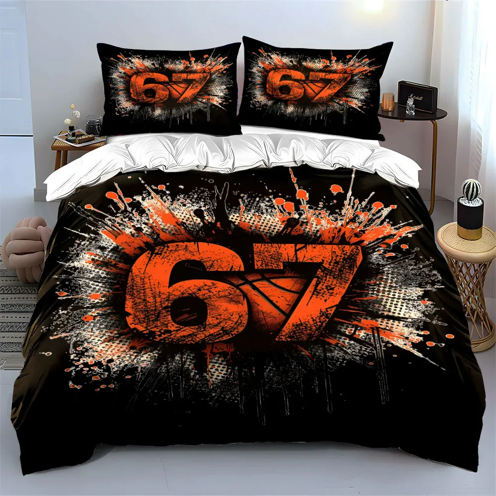 Number and Basketball Splash Art Print Bedding Set 1 Duvet Cover 2 Pillowcases for Adult and Children Luxury Gift Full Size