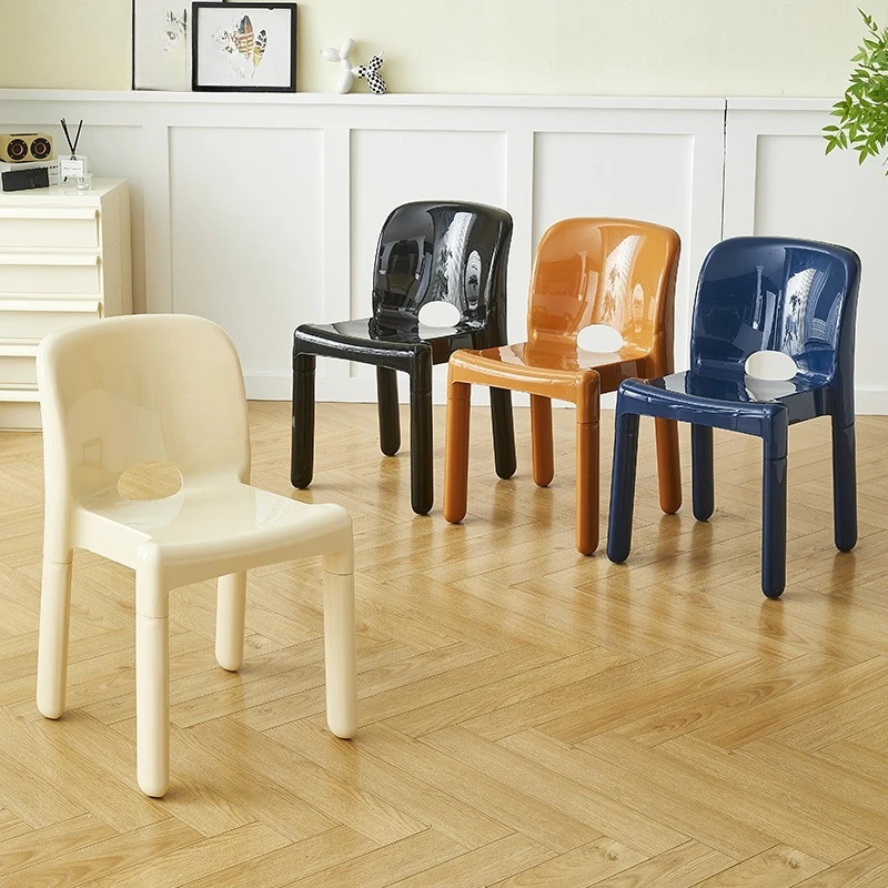 FOR Round Small Dining Chair Milk Tea Shop Can Stack Cream Wind Plastic Hollow Back Chair