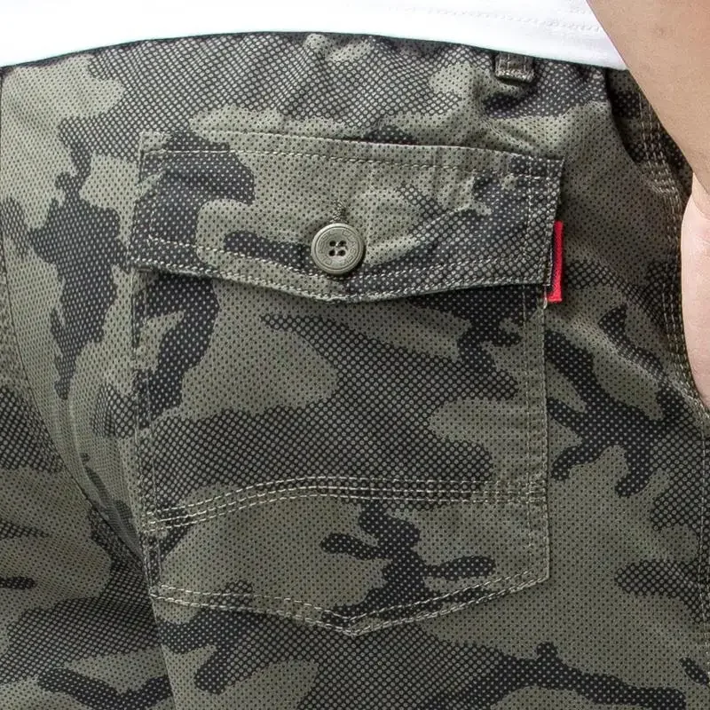 Pantalones cortos de camuflaje para hombre, Shorts de algodón con cremallera, múltiples bolsillos, elásticos, elegantes, venta al por mayor