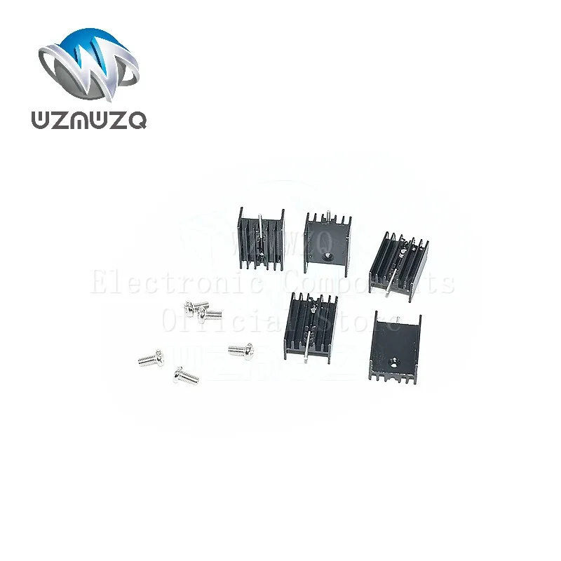 50PCS black aluminum heat sink 15*10*20MM single pin TO-220 triode heat sink M3*6 screws New