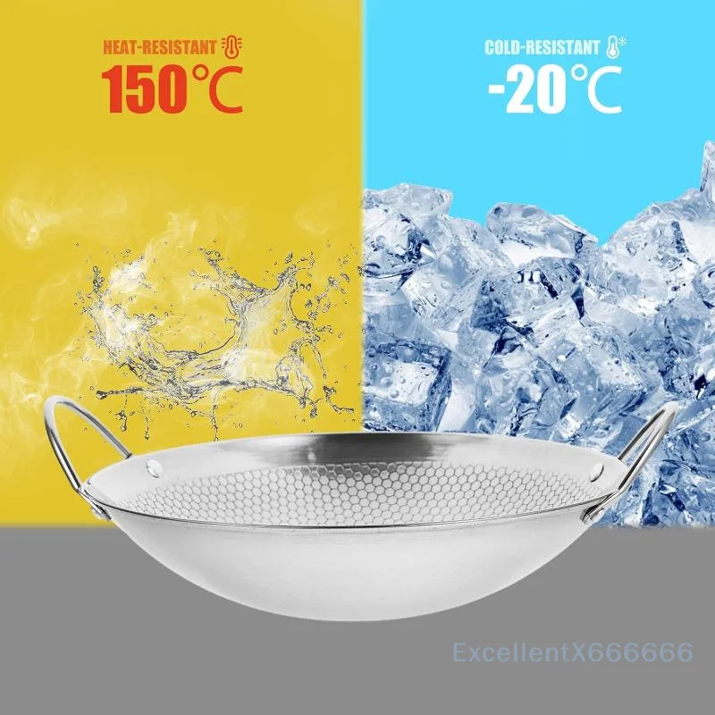 Stainless Steel Honeycomb Skillet Non-Stick Even Heat Conduction Scratch Resistant with Handle for Frying Seafood Steak