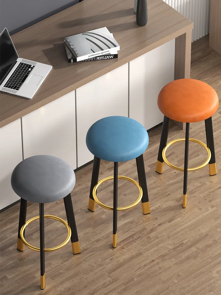 

Bar Stool Modern Minimalist High Stool Cashier Counter Front Desk Light Luxury High Chair Nordic Home Bar Chair round Stool