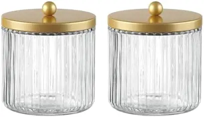 

Набор из 2 матовых золотых стеклянных держателей KMwares для ватных палочек и круглых тампонов – Органайзер для ванной комнаты