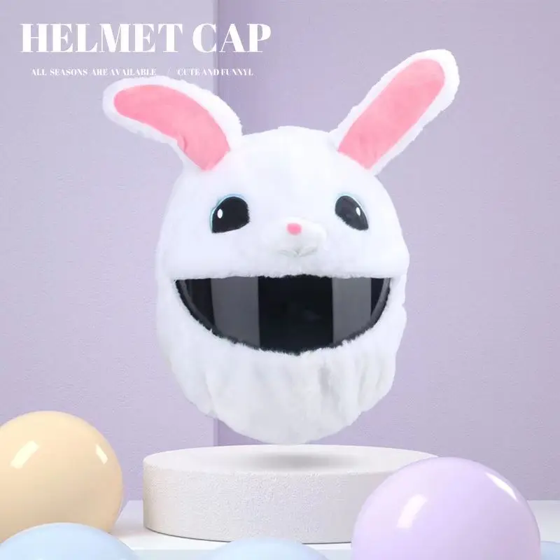 White Rabbit Motorcycle Helmet Cover Outdoor Funny Motorbike Helmet Cap Plush Motorcycle Helmet Accessories Christmas Present