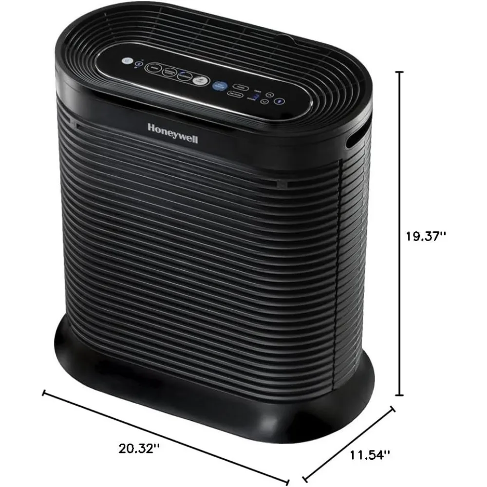 Smart True HEPA Air Purifier, Airborne Allergen Reducer for Large Rooms (310 sq ft), Black - Wildfire/Smoke, Pollen, Pet Dander