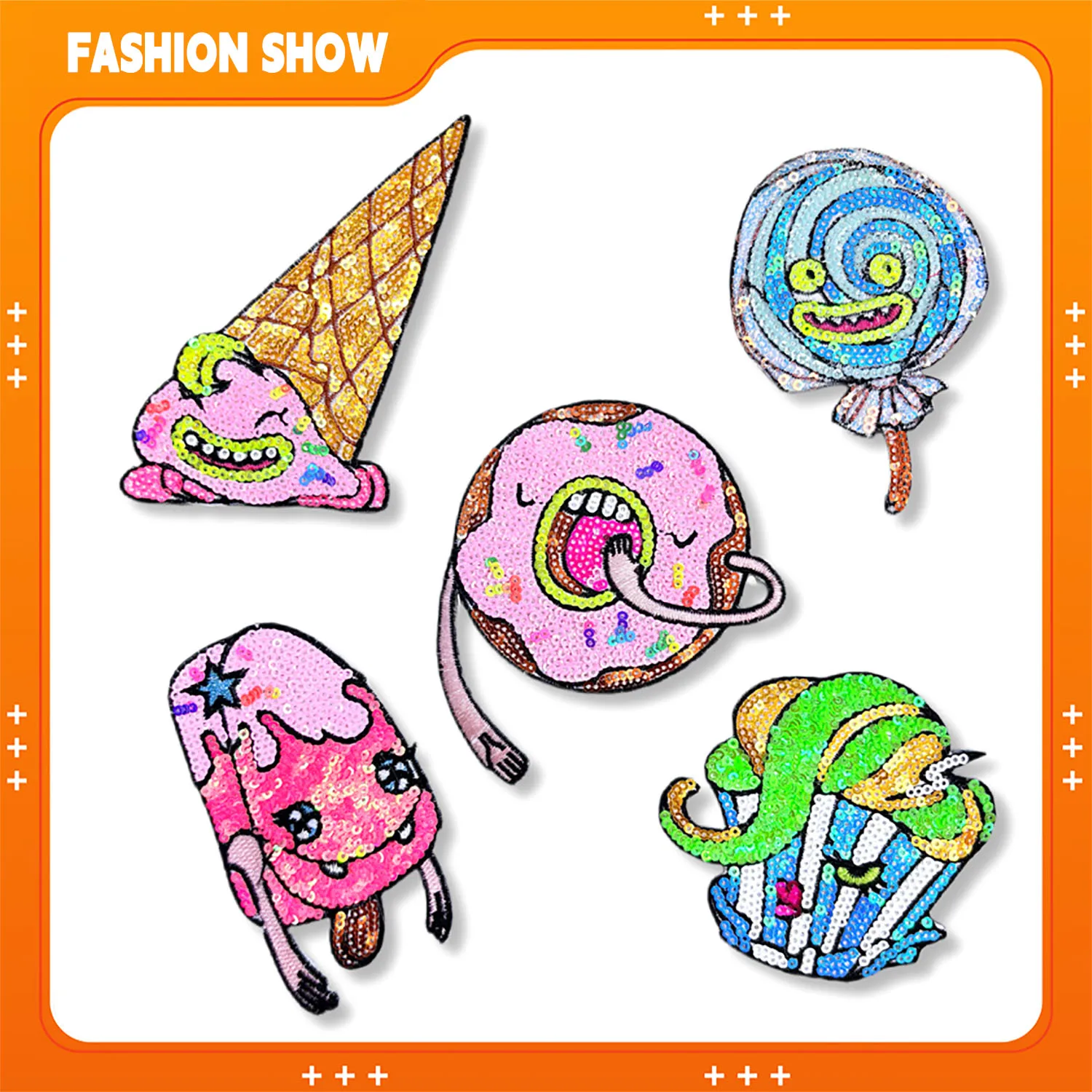 

[DIY Accessories] Sequin Embroidery Patches Personalized Donut Ice Cream Popsicle Lollipop Decoration Suitable for Sweatshirts/T-Shirts/Sweaters/Hats and Other Clothing Transformation