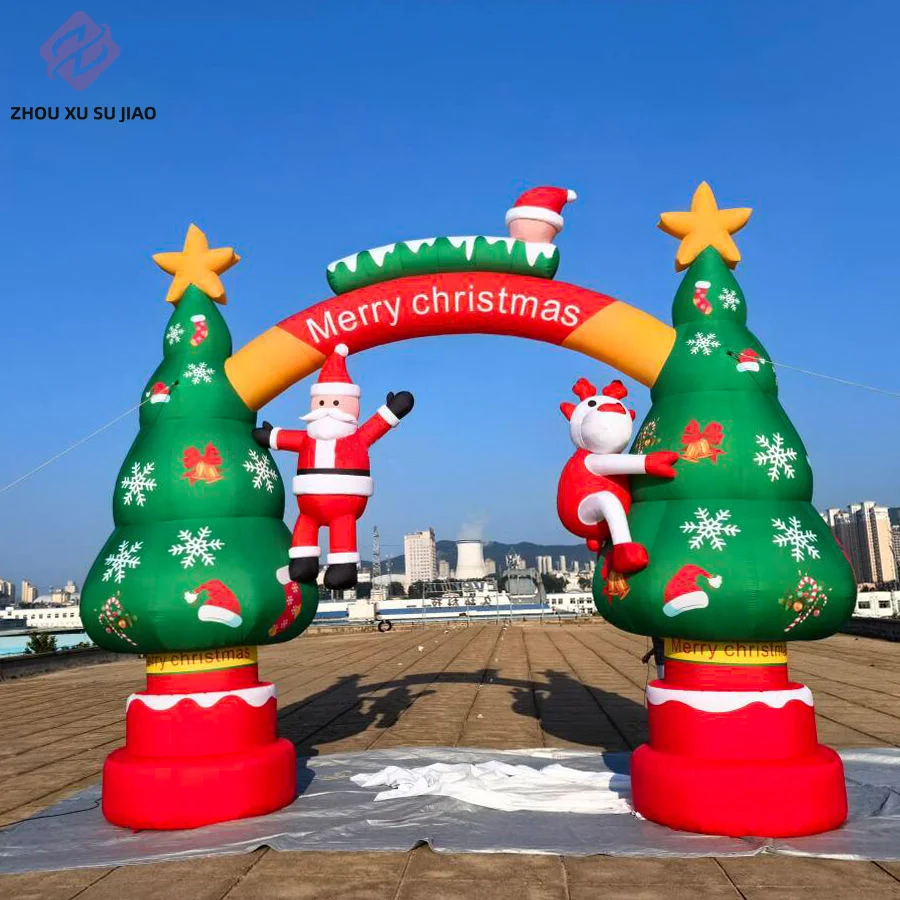

Надувная входная арка Санта-Клаус Лось Рождественская елка Коллекция рождественских элементов Большой уличный надувной отдых