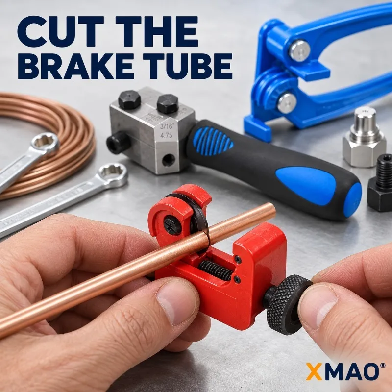 Brake Line Repair Flaring Kit for 3/16 in 4.75 mm Tube, DIN SAE Flaring Clamp, Copper Pipe Cutter, Bender and Hand Wrenches