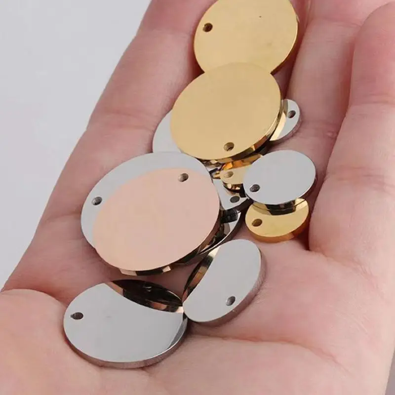 20pcs 1.5mm Thickness 10/15/20/25/30mm Mirror Polished Stainless Steel Pendant Round Disc Supports Laser Engraving Logo Jewelry