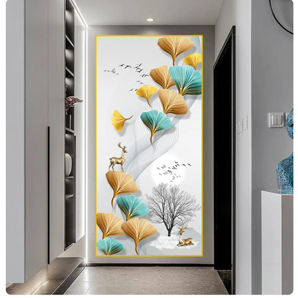 Large New Chinese Golden Deer Rich Tree Gold Luxury Flowers Diamond Painting New 2023 Diy Rhinestone Mosaic Embroidery Y1149