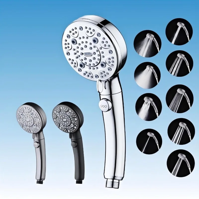 

Nano microbubble nine-function handheld shower head with one-button water stop, bathroom pressurized shower head, lotus shower