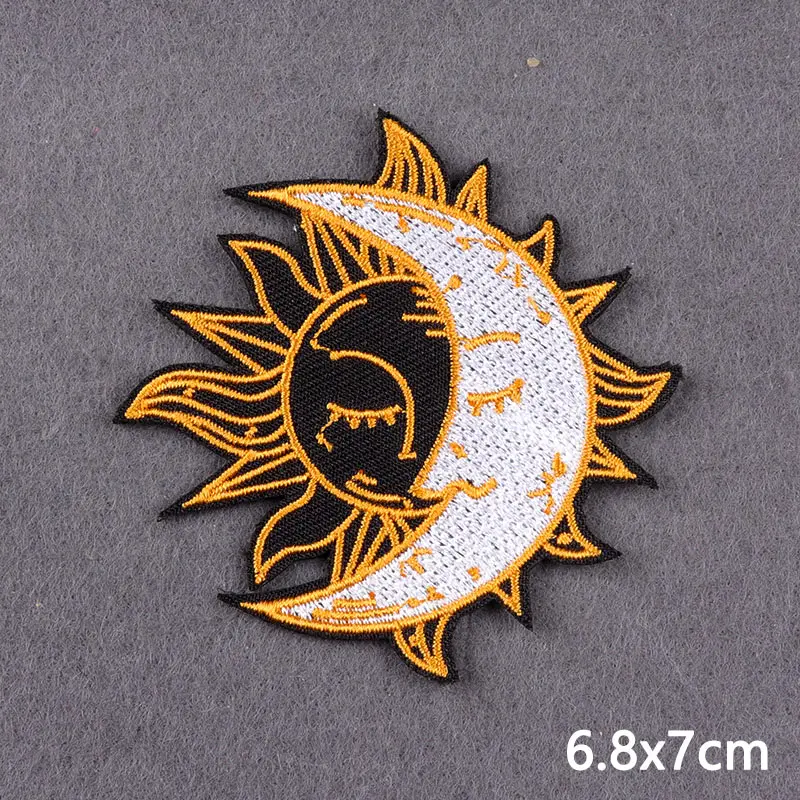 Berg-Hirsch-Fuchs-Abenteuer-Aufnäher Sonne & Mond Stickerei Aufbügelbare Aufnäher für Kleidung Camping Outdoor DIY Näh-Applikation – Detail 3
