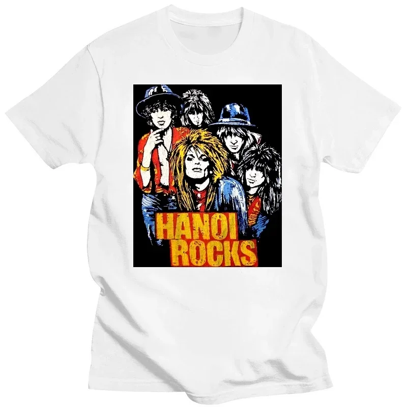 all sizes S 5XL men's Black White Immortal faces band poster Hanoi Rocks 4 Classic T Shirt Size S 5XL Idea For Fan men clothing