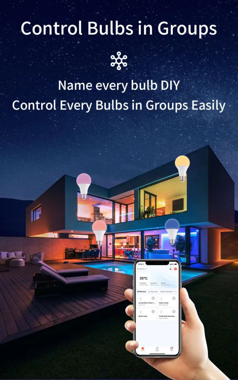 Wireless Tuya Smart Led Light Bulbs RGB CCT Lamp Smart Life App Control Dimmable 10W E27 Works With Alexa Home