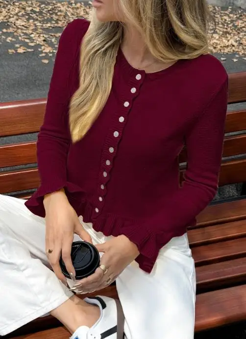 

Женская вязаная рубашка с длинными рукавами Y2K Hot Girl, свитер на осень/зиму 2025, модный трикотаж