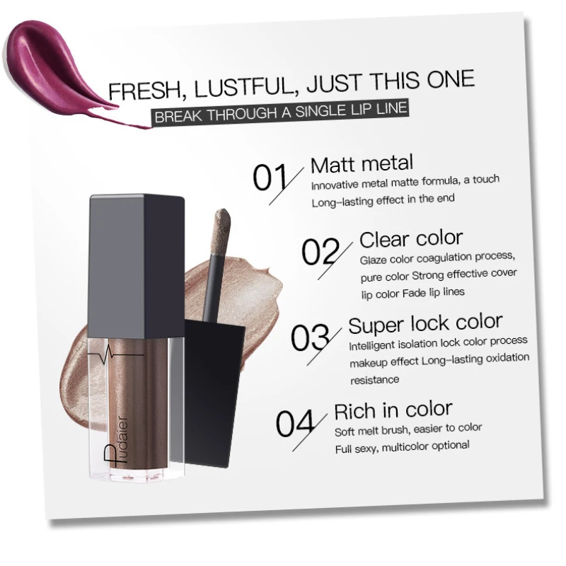 送料無料シマーゴールドファインリップスティックリップ顔料メタリックグリッターセクシーな長期的な防水リップスティック化粧品デイギフト