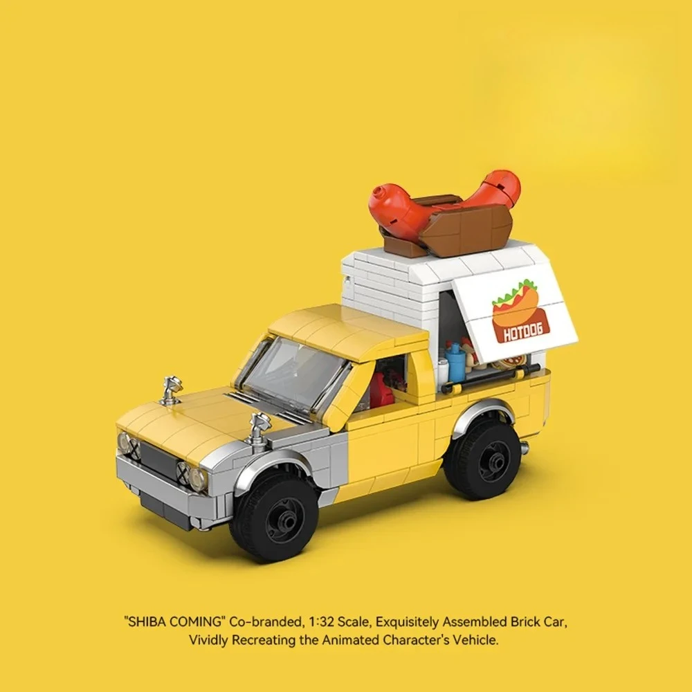 

PB8858 1:32 Hot Dog Truck Food Pickup Truck Building Kit With Display Box Assembly Toys Desktop Display Christmas Gifts
