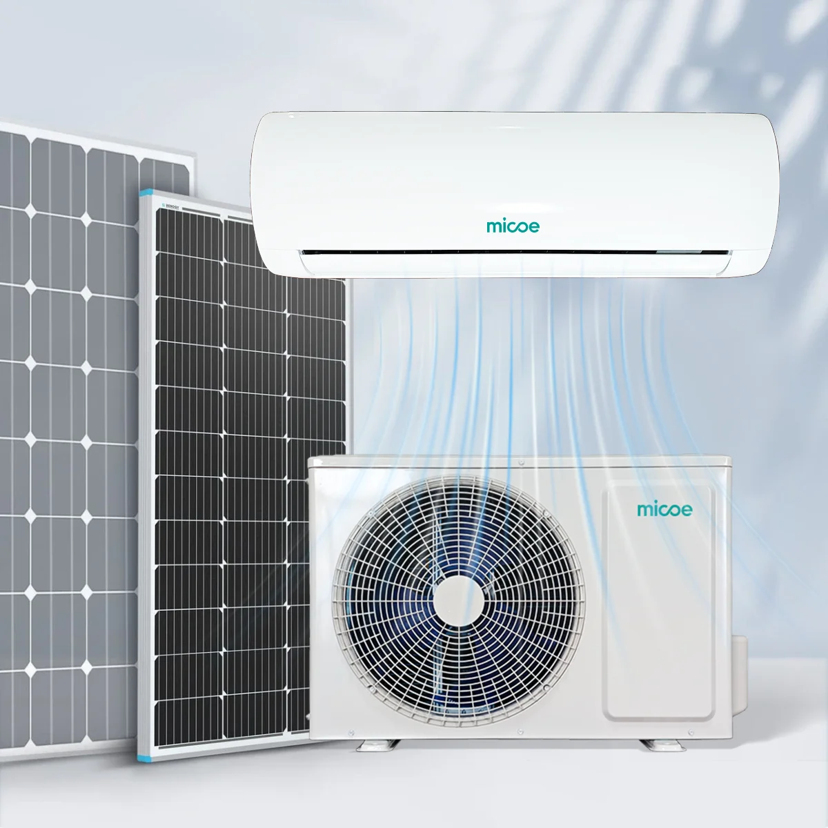 Micoe OEM Installed Wall-mounted AC DC Split Solar Powered Air Conditioner PV Panel Solar Cell Air Conditioner for cooling