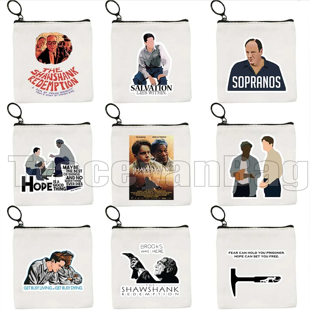 

The Shawshank Redemption 90s Retro Movie Fan Gifts Canvas Coin Purse Bags Small Square Key Storage Card Cotton Bag Wallet Pouch
