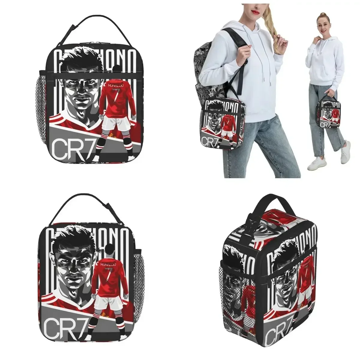 CR7 Ronaldos Insulated Lunch Bags for Men Women Storage Food Box Portable Cooler Thermal Bento Box for Picnic