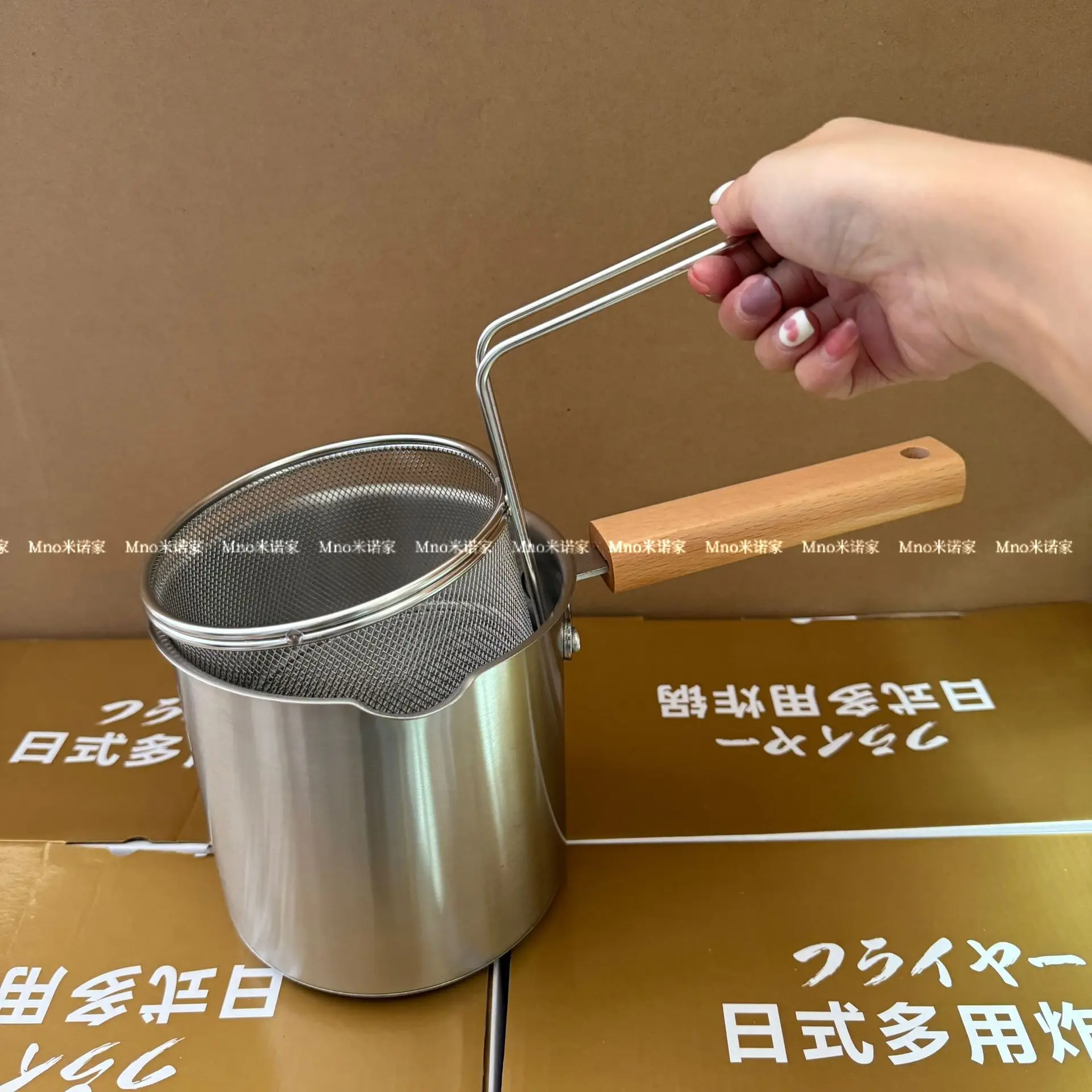 Stainless Steel 304 Mini Deep Fryer Pot With Strainer Basket Glass Lid Induction Gas Compatible Oil Saving 1800ml 150mm 140mm