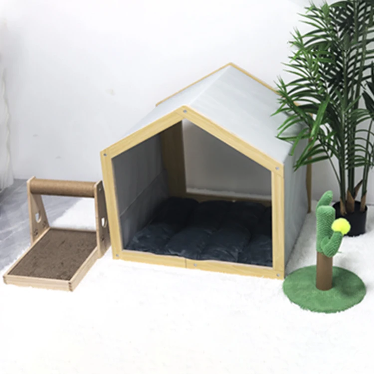 Simple Wooden Dog Cave Bed House Indoor Cat Dog Soft House Customized Solid Wood Houses For Large Dogs