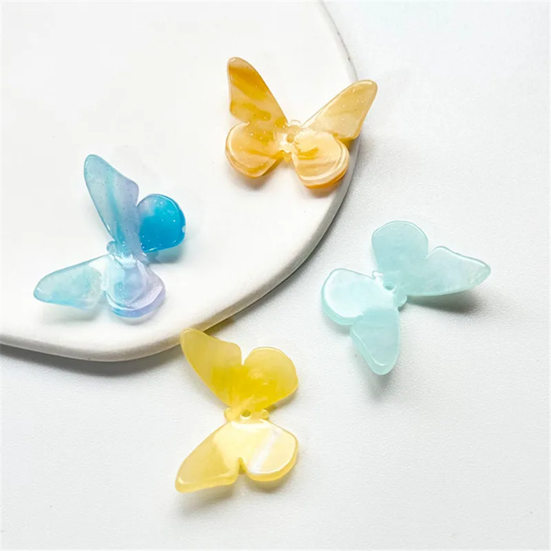 10Pcs/Lot New Acetic Acid Animal Butterfly Beads Charm Connectors Diy Hair Jewelry Making Resin Accessories Material