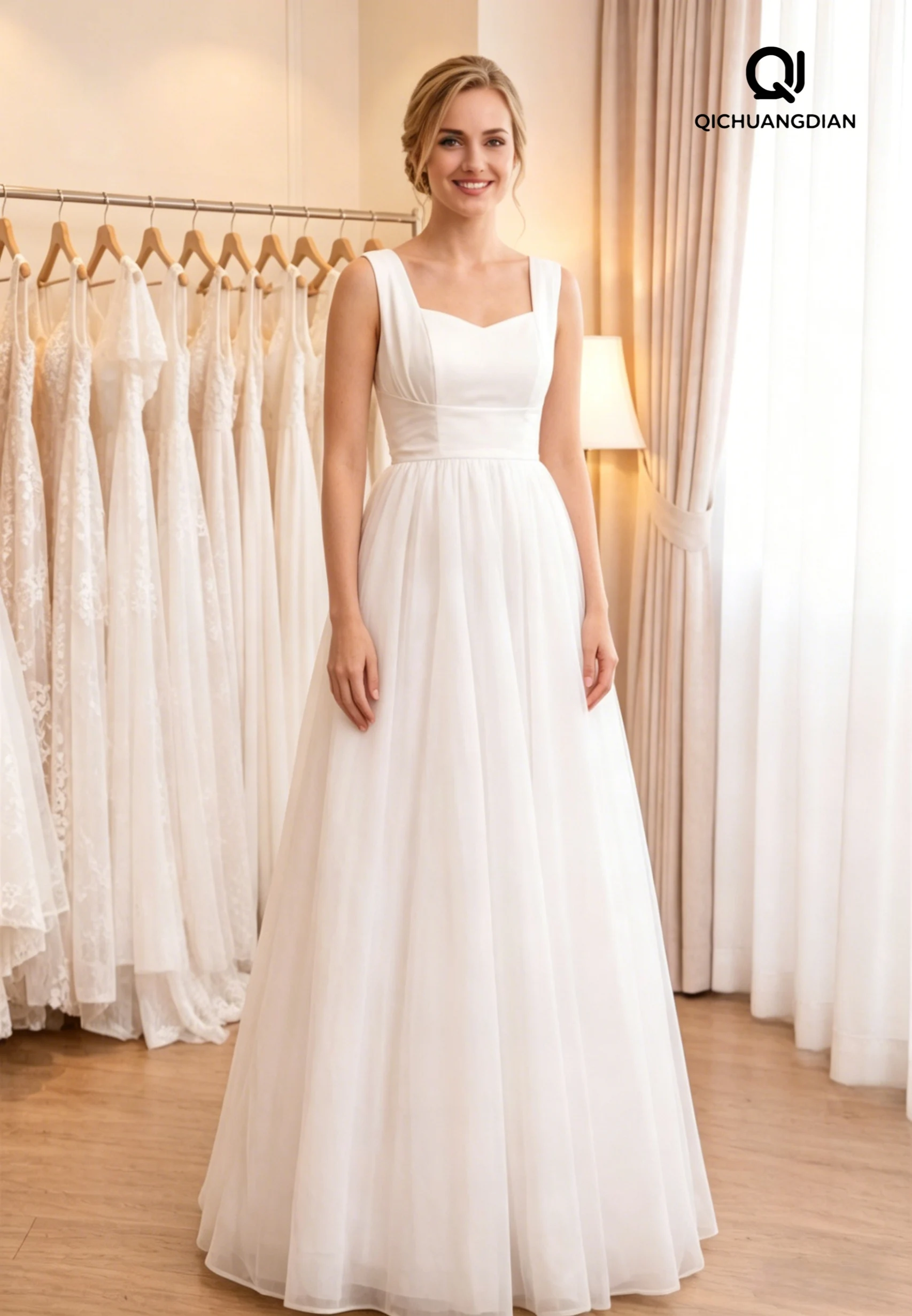 

Customized Simple A-Line Korean Backless Sweetheart Wedding Dresses Sleeveless Bridal Gown Pleat Zipper vestidos Rode De Morrie