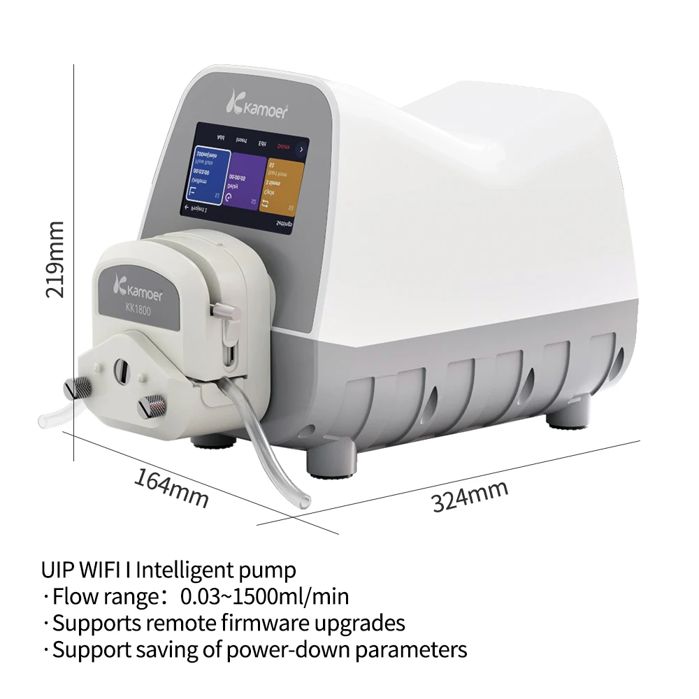 Kamoer 0.5-1500ml/min UIP WIFI-I High Precision Peristaltic Pump Stainless Steel Rotor for Lab and Filling, AC100V-240V 7.9x11.1