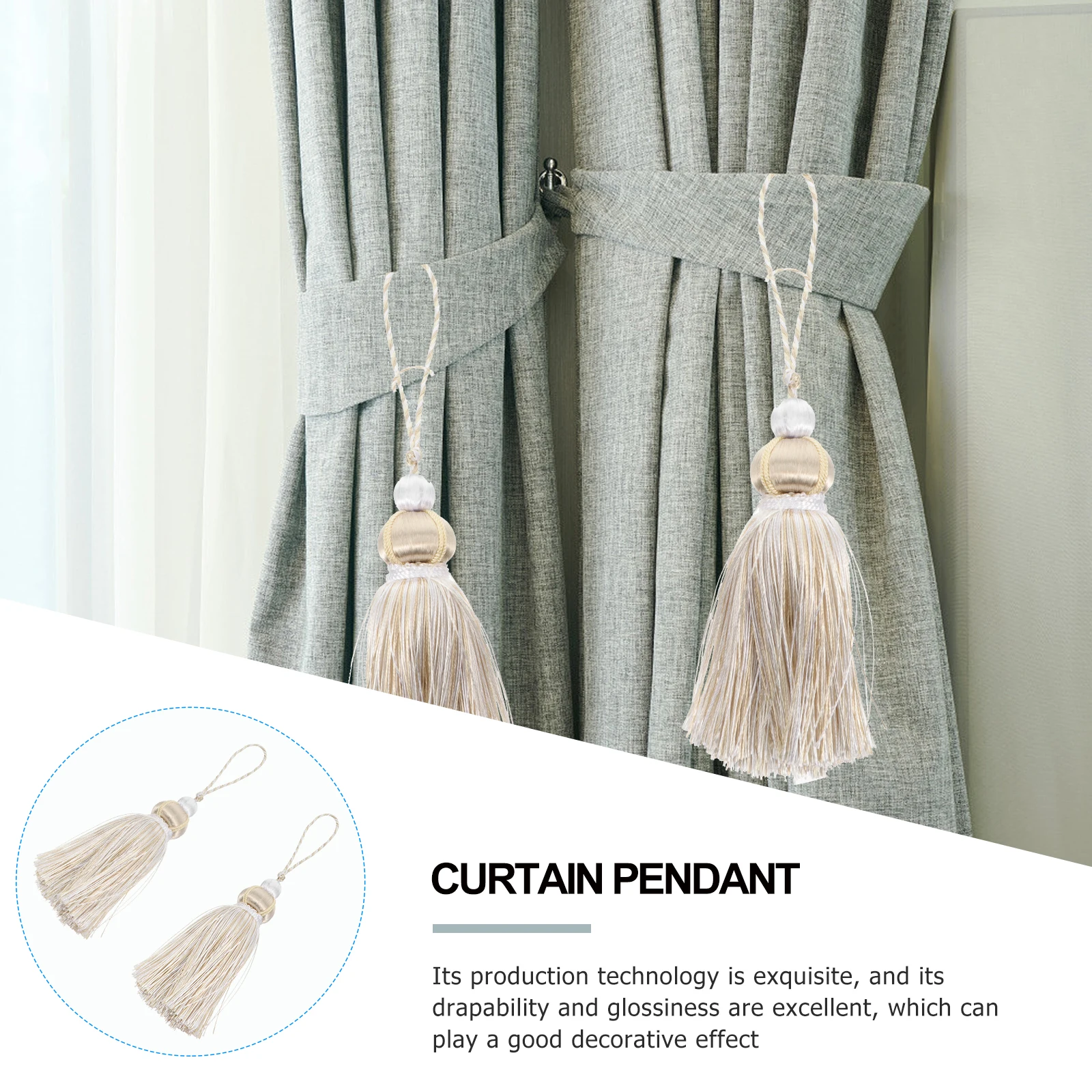 

2pcs Curtain Tassel Hanging Decor Polyester Ball Strap Simple Tieback Rope Versatile Home Decor Elegant Curtains