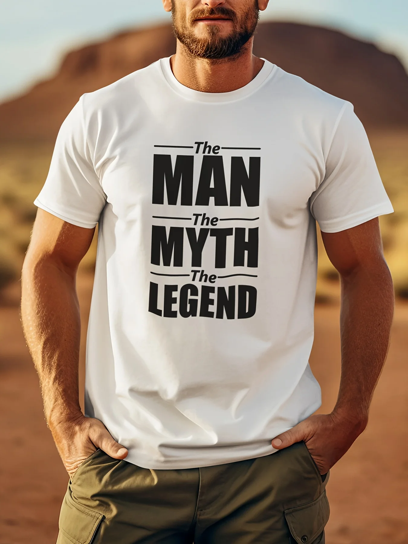 Fashion'The Man the Myth the Legend' - Men's Front Printed Short-Sleeved T-Shirt Comfortable Breathable Tops Summer Spring