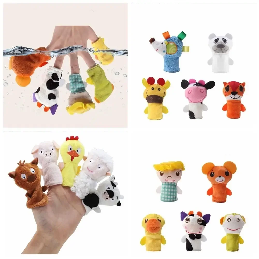 5 Stuks Schattige Vezel Katoen Pluche Vinger Poppen Eendenvinger Dragen Handpop Knuppel Educatief Cartoon Dier Rollenspel