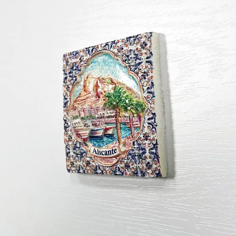 Alicante tourism souvenirs, home decoration, architectural landscape 3D refrigerator magnets, collection of arts and crafts gift