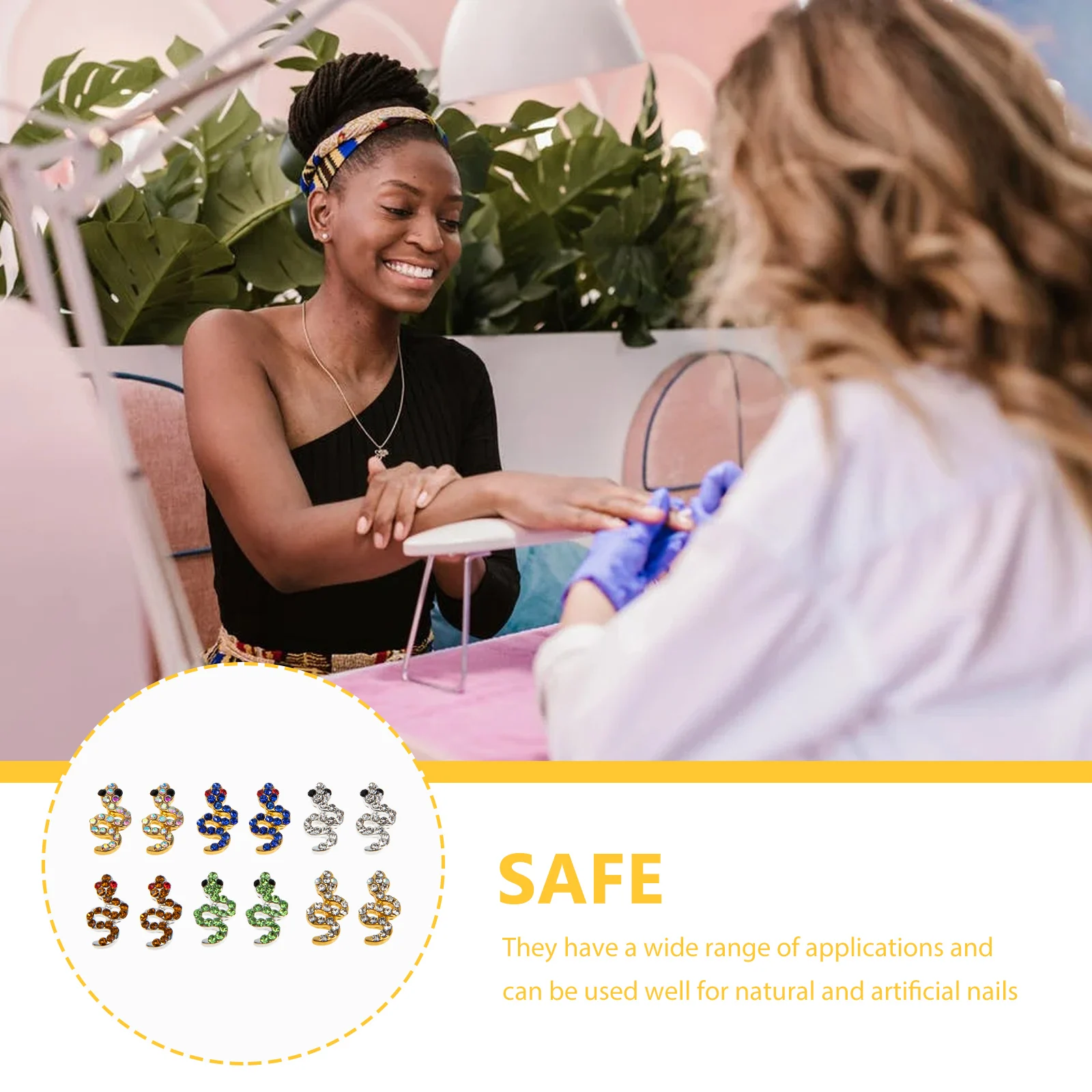 

12Pcs Nail Gems Rhinestones Snake Style DIY 3D Nail Charms Decoration for Natural Artificial Nails Salon Home Manicure