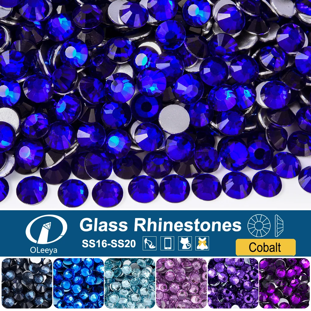 New Purple and Cobalt  Set Rhinestones Non HotFix FlatBack Crystal Glitter Rhinestone Nail 3D Art Stone Gems Shoes Decoration